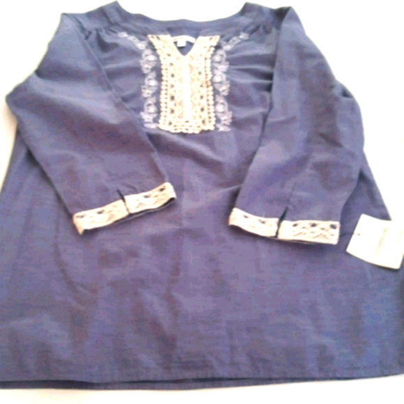 Croft & Barrow 100% Cotton Embroidered Blouse - Picture 6 of 15